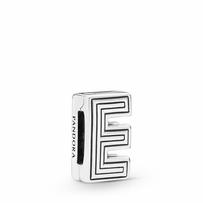 Pandora Reflexions™ Letter E Clip Charm - Sterling Silver/Silicone - Canada | XH4827VD